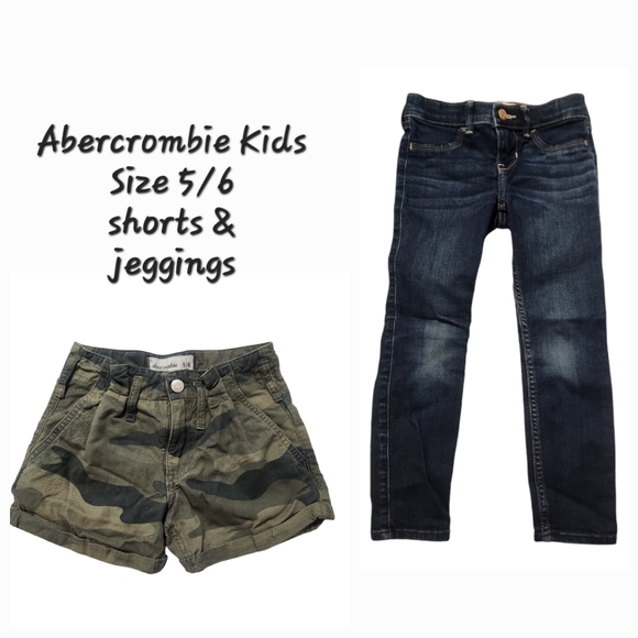 Girls Abercrombie Kids Size 5/6 camouflage shorts and dark blue jeggings - Picture 1 of 8